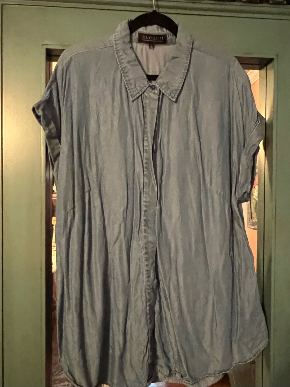Eloquii Light Blue Button-Front Tunic